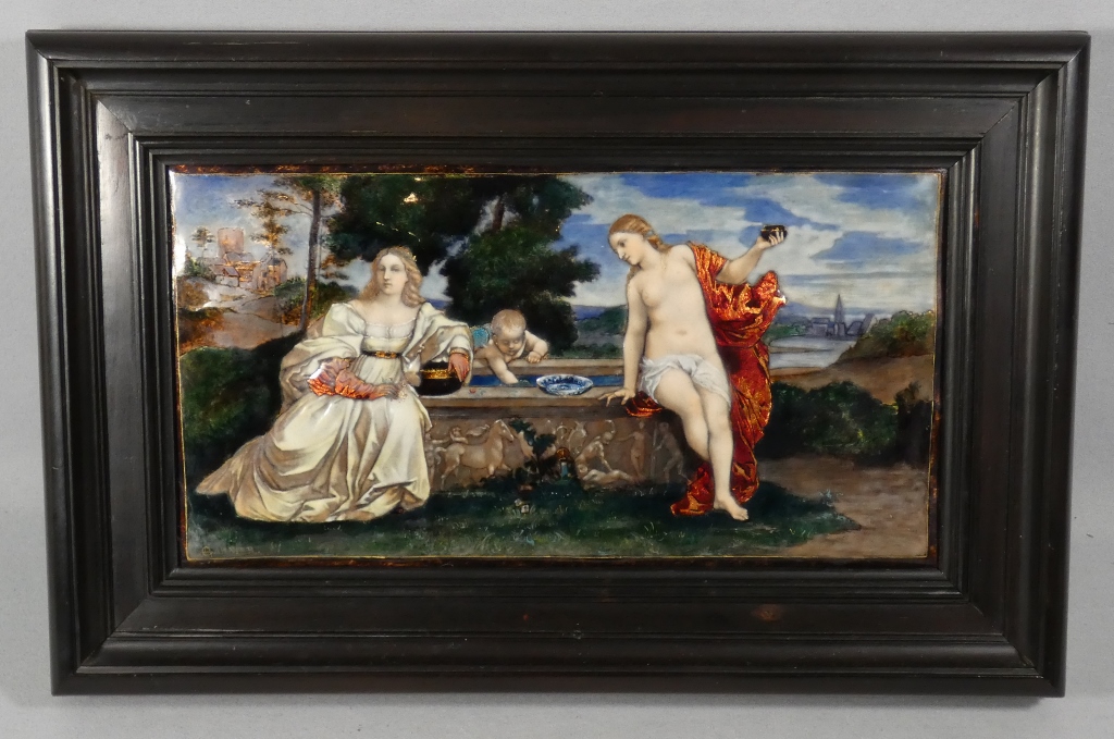 Étienne Marie Alfred Garnier, émail d'après Le Titien, Amour Sacré Amour Profane, époque XIX è – Image 9