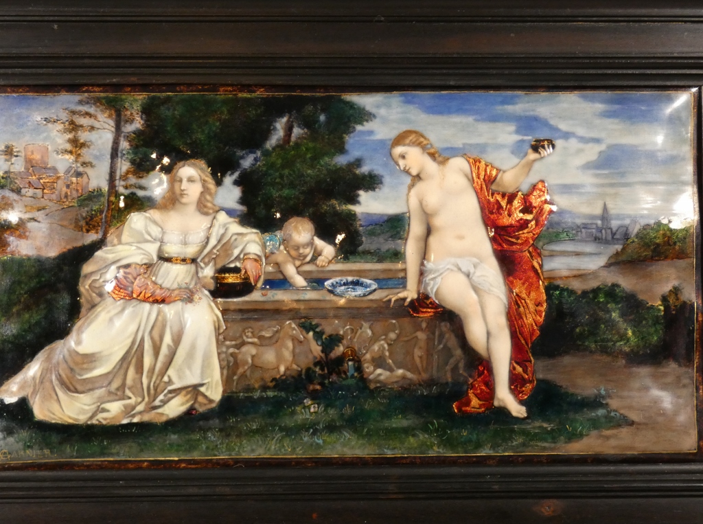 Étienne Marie Alfred Garnier, émail d'après Le Titien, Amour Sacré Amour Profane, époque XIX è – Image 7