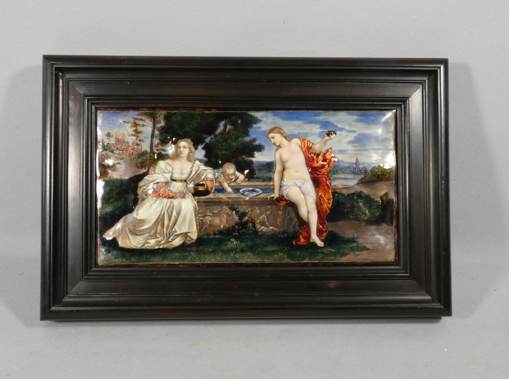 Étienne Marie Alfred Garnier, émail d'après Le Titien, Amour Sacré Amour Profane, époque XIX è – Image 6