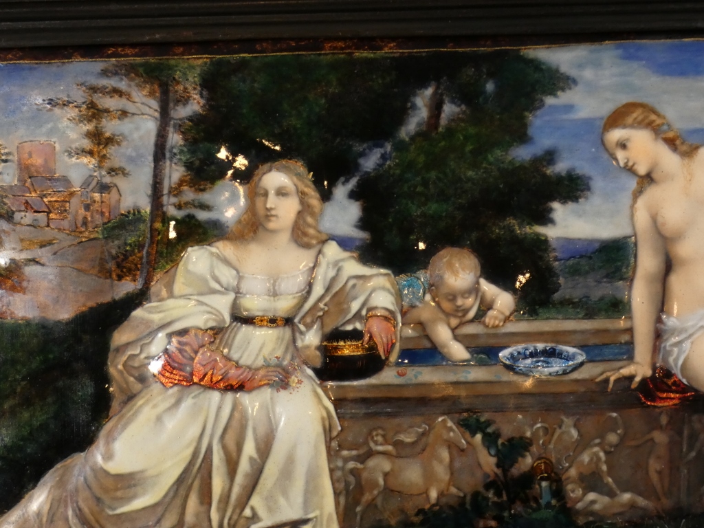 Étienne Marie Alfred Garnier, émail d'après Le Titien, Amour Sacré Amour Profane, époque XIX è – Image 4