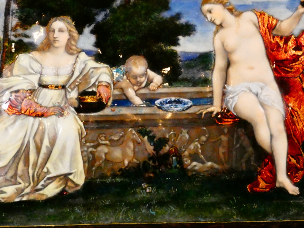 Étienne Marie Alfred Garnier, émail d'après Le Titien, Amour Sacré Amour Profane, époque XIX è – Image 2