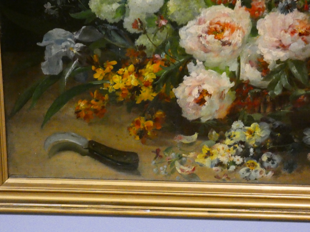 Jeté de fleurs par Henri Lefevre daté 1882, tableau nature morte huile sur toile XIX ème – Image 4