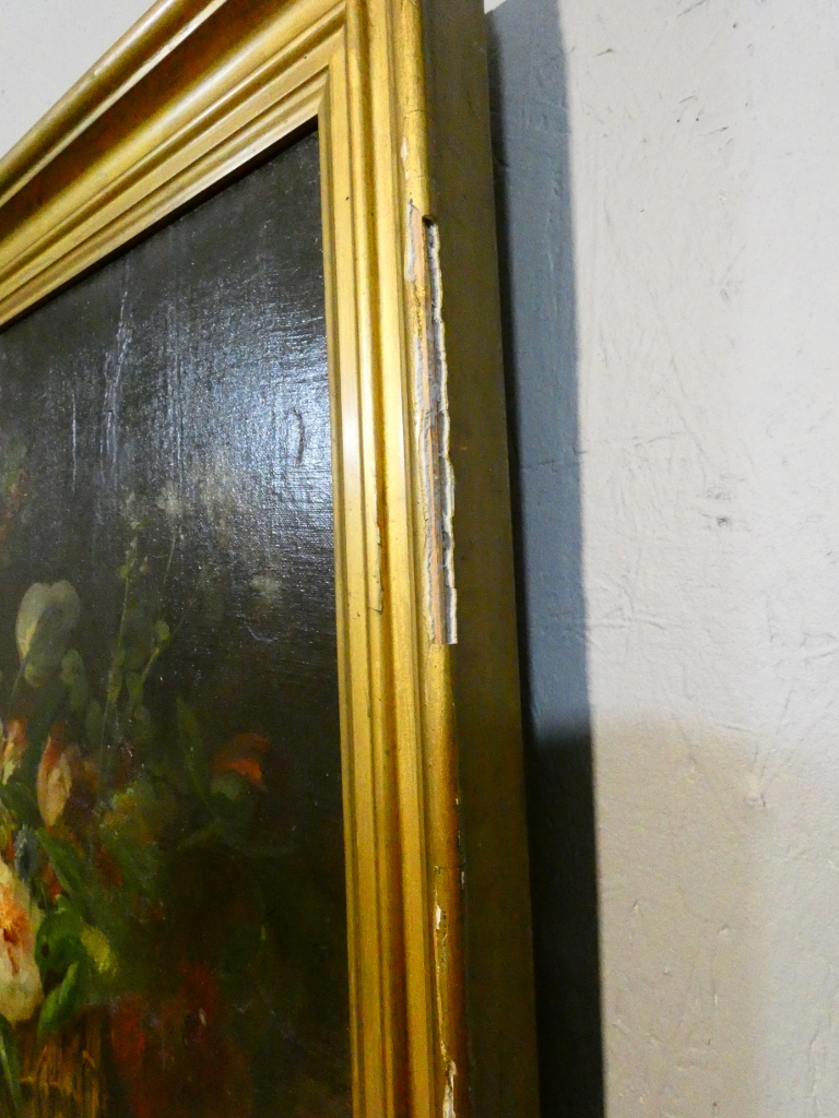 Jeté de fleurs par Henri Lefevre daté 1882, tableau nature morte huile sur toile XIX ème – Image 8