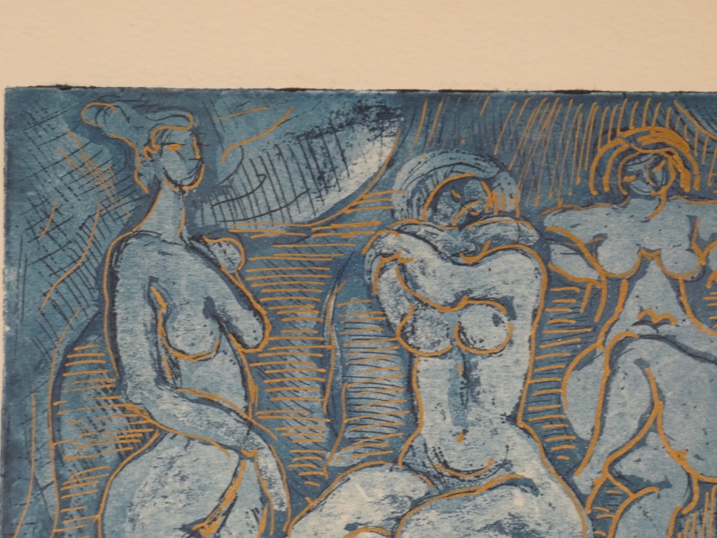 Simone NATHAN ASCHER (1924-2012), lithographie 5 femmes et un chat – Image 8