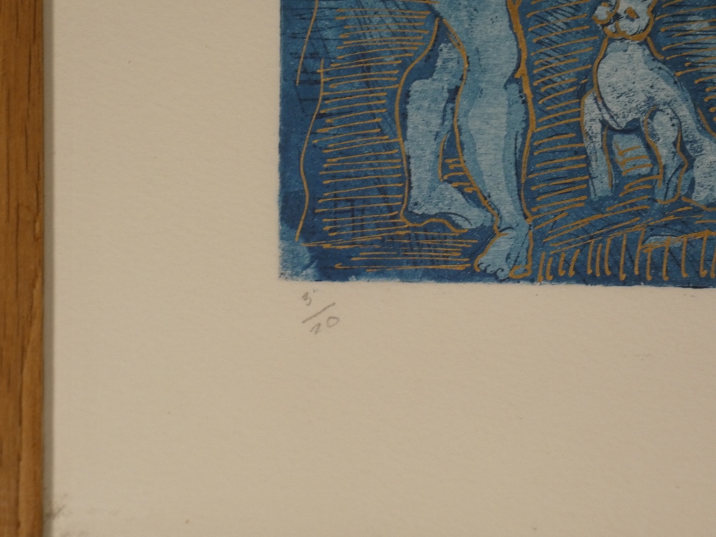 Simone NATHAN ASCHER (1924-2012), lithographie 5 femmes et un chat – Image 4