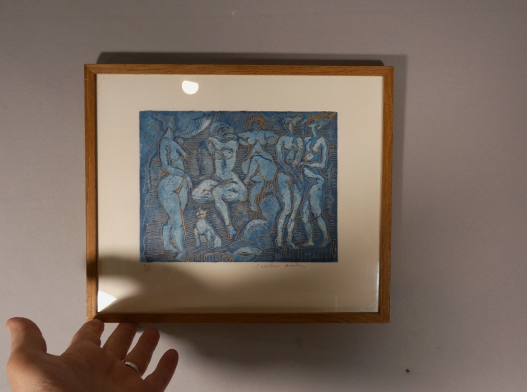 Simone NATHAN ASCHER (1924-2012), lithographie 5 femmes et un chat – Image 3