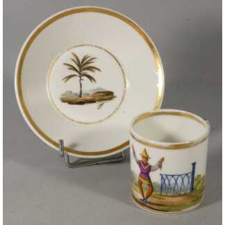 Au chinois, tasse en porcelaine de Paris époque début XIX ème siècle