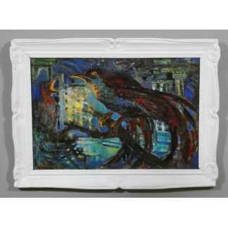 L'oiseau bleu de Delhi, huile sur toile par Marcel Van de Catsyen, daté 1973