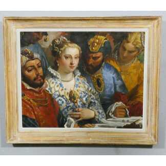 Les noces de Cana, grand tableau peint à l'huile sur toile d'après Véronèse, époque fin XVIII ème