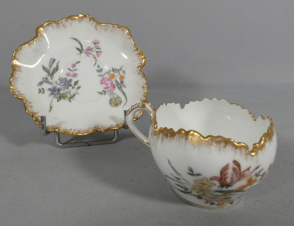 CFH-GDM, tasse de collection en porcelaine de Limoges peinte à la main, époque fin XIX ème