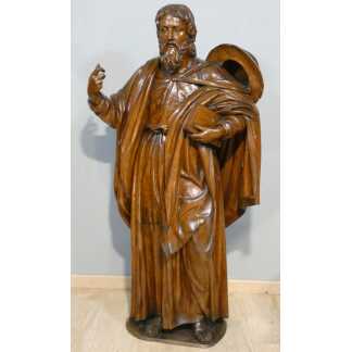 Saint Jacques le Majeur, statue 1.6 m de haut, sculpture en bois de chêne, époque XVIII ème