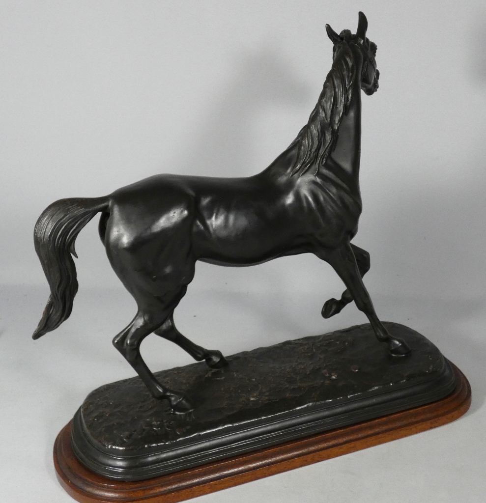 Le cheval par Emile Loiseau (1861-1927), sculpture en métal d'art patiné bronze – Image 8