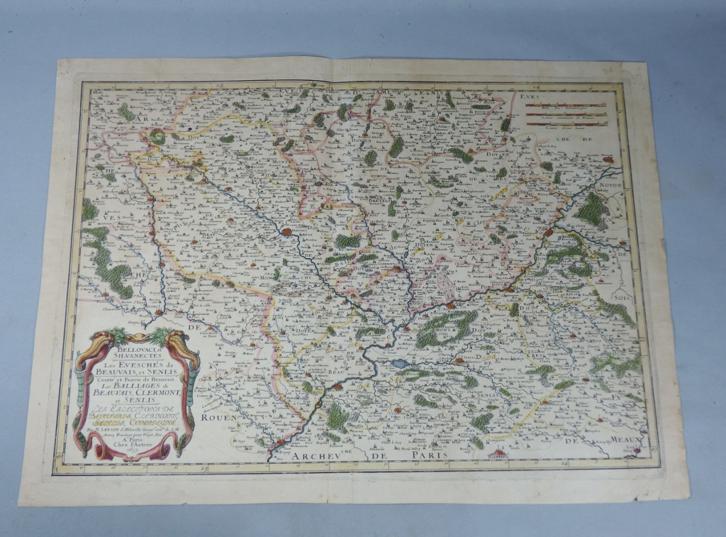 Carte XVII ème Bellovaci et Silvanectes. Les eveschés de Beauvais, et Senlis par Nicolas Sanson – Image 2