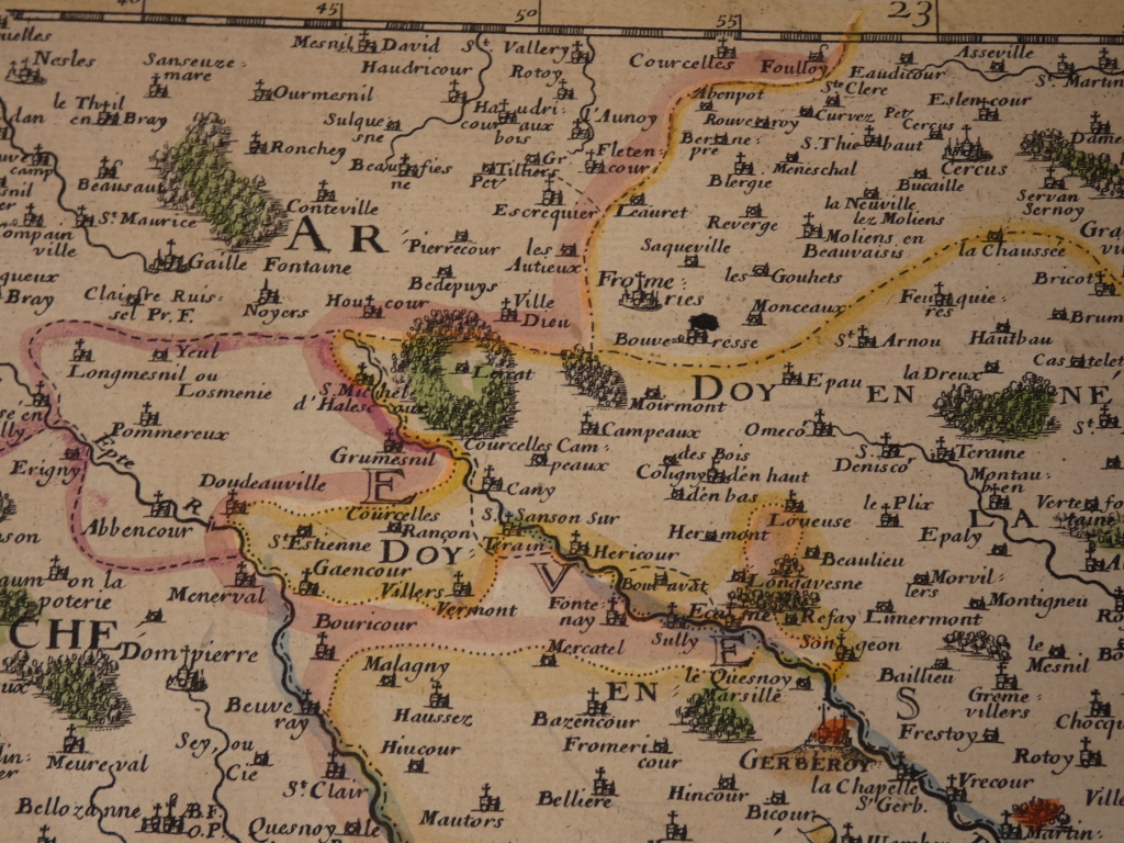 Carte XVII ème Bellovaci et Silvanectes. Les eveschés de Beauvais, et Senlis par Nicolas Sanson – Image 5