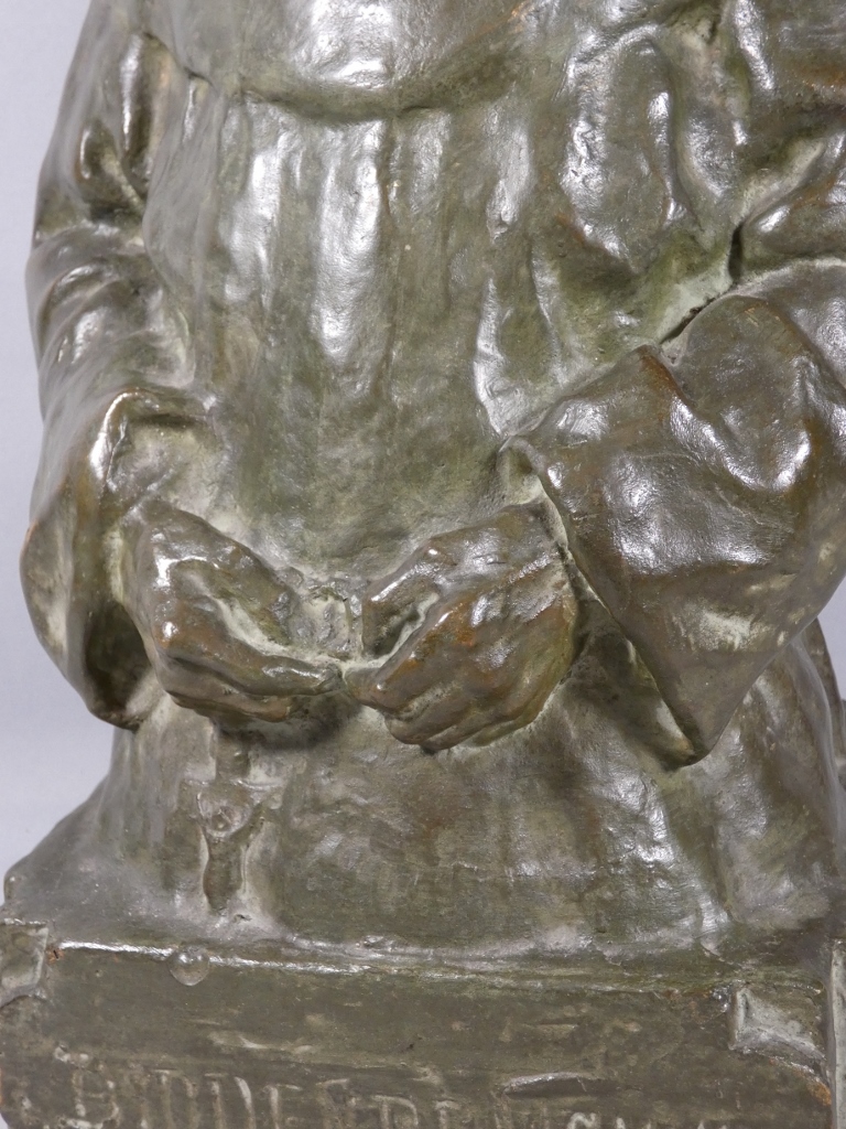 Théo Blickx (1875-1963), sculpture en bronze, le moine en prière – Image 12