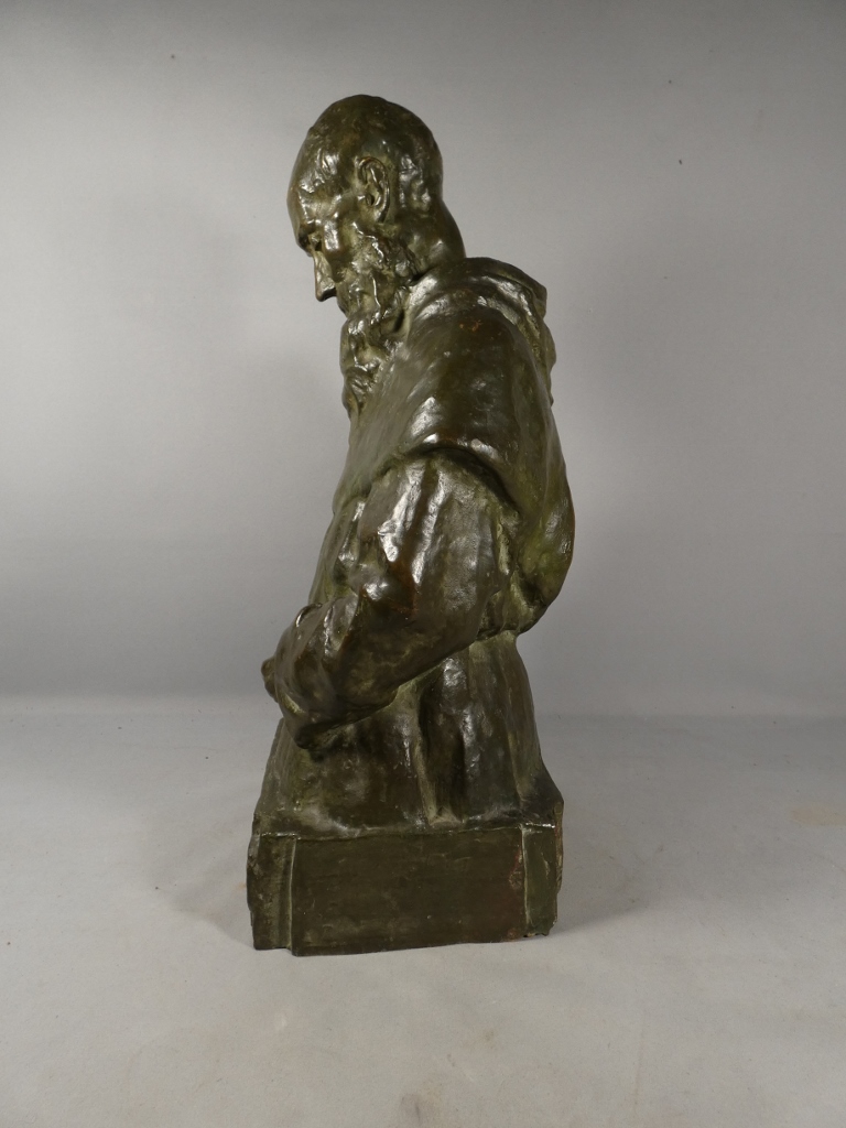Théo Blickx (1875-1963), sculpture en bronze, le moine en prière – Image 7