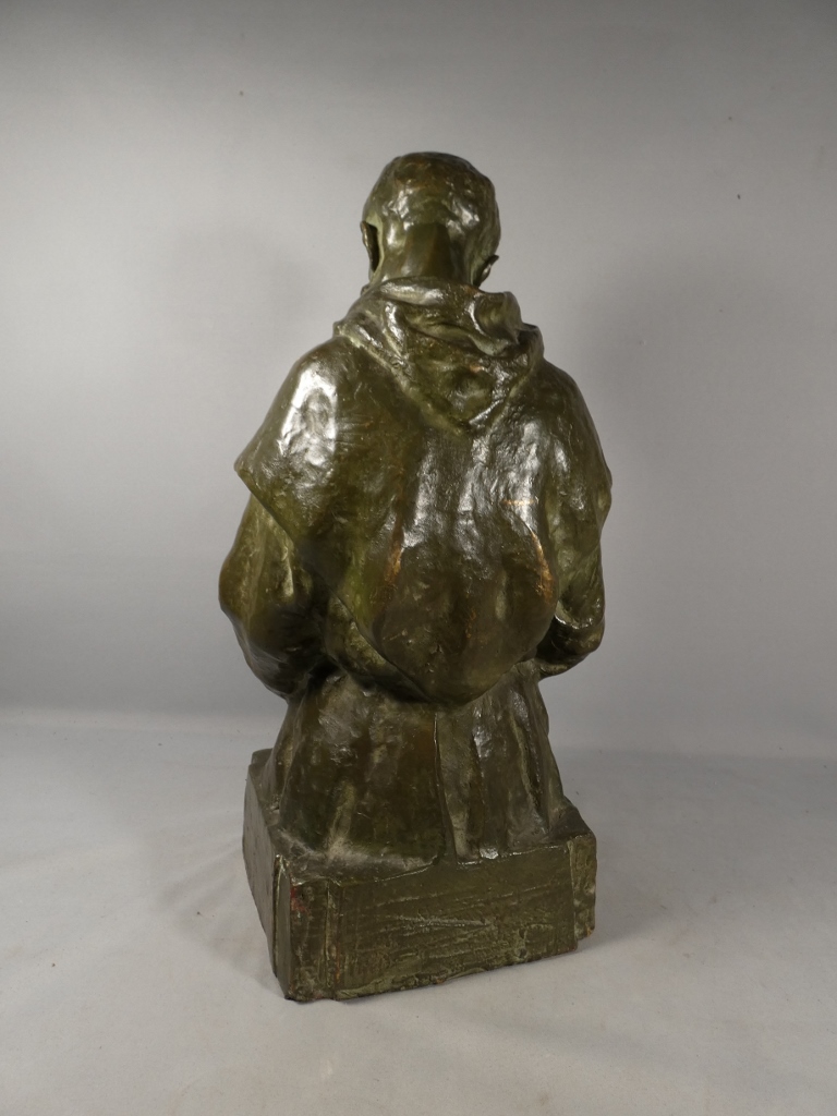Théo Blickx (1875-1963), sculpture en bronze, le moine en prière – Image 6