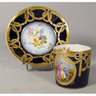 Abel Golse (1844-1937), tasse de collection en porcelaine peinte à la main et or