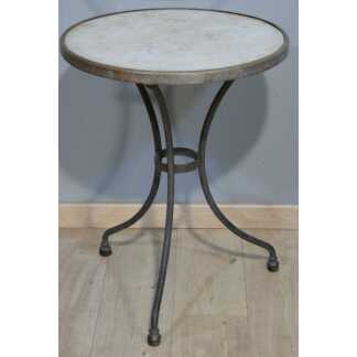 Guéridon de jardin XIX ème en fer forgé et marbre