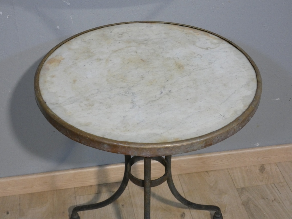 Guéridon de jardin XIX ème en fer forgé et marbre – Image 2