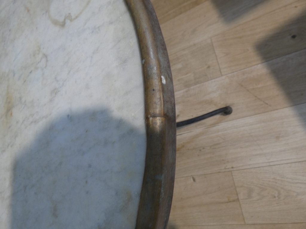 Guéridon de jardin XIX ème en fer forgé et marbre – Image 6