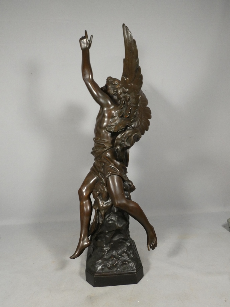 Emile Picault (1833-1915), Sculpture en bronze La pensée prenant son vol et portant la lumière – Image 8