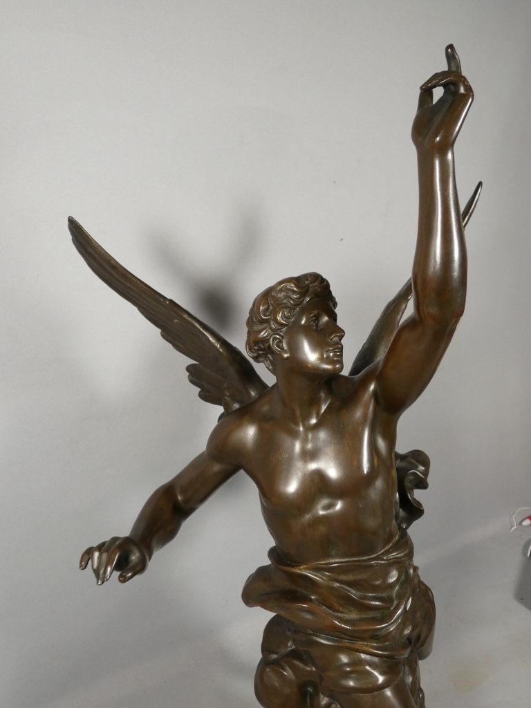 Emile Picault (1833-1915), Sculpture en bronze La pensée prenant son vol et portant la lumière – Image 3
