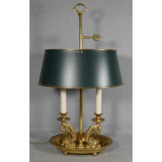 Lampe bouillotte de style Empire aux dauphins, époque 1980