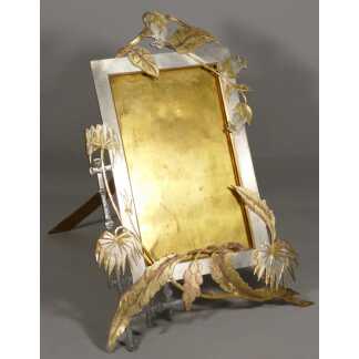 Cadre photo naturaliste exotique en bronze argenté, doré et cuivré, époque fin XIX ème