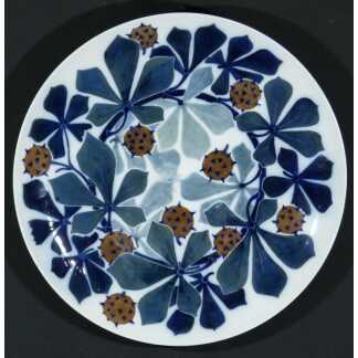 ENAD Limoges, Marguerite Mercier, grand plat aux marronniers en porcelaine Art Nouveau 1904