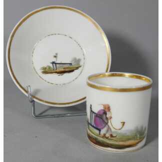 Au chinois fumant sa pipe, tasse en porcelaine de Paris époque début XIX ème siècle