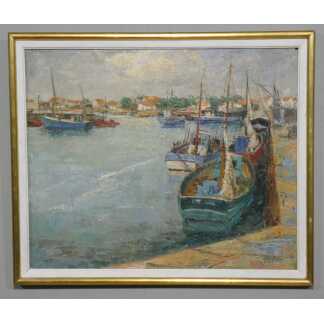 NOËL DEMEYER (1896-1983), Peintre du groupe de Roubaix , les bateaux à quai