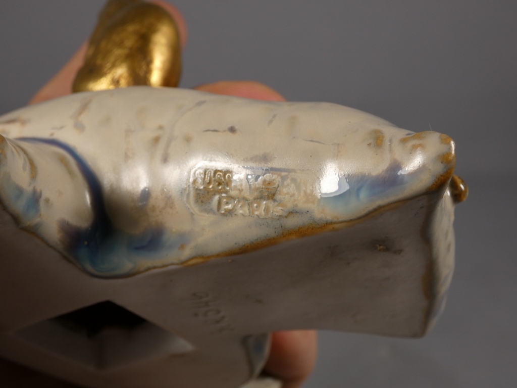 Susse frères, le chat sur sacs de farine, bronze et porcelaine, début XX ème – Image 5