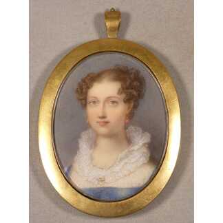 Queen Adélaïde de Saxe-Meiningen, Reine consort du Royaume Uni, portrait miniature à la gouache