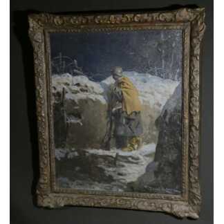 Le Guetteur dans la tranchée, Le poilu, tableau 1ère guerre mondiale par Pierre Lissac