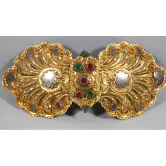 Grande boucle de ceinture de costume traditionnel, métal repoussé doré — XIXe siècle