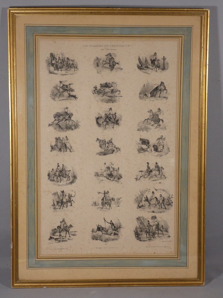 Les plaisirs de l'équitation par Victor Adam, lithographie, XIX ème siècle