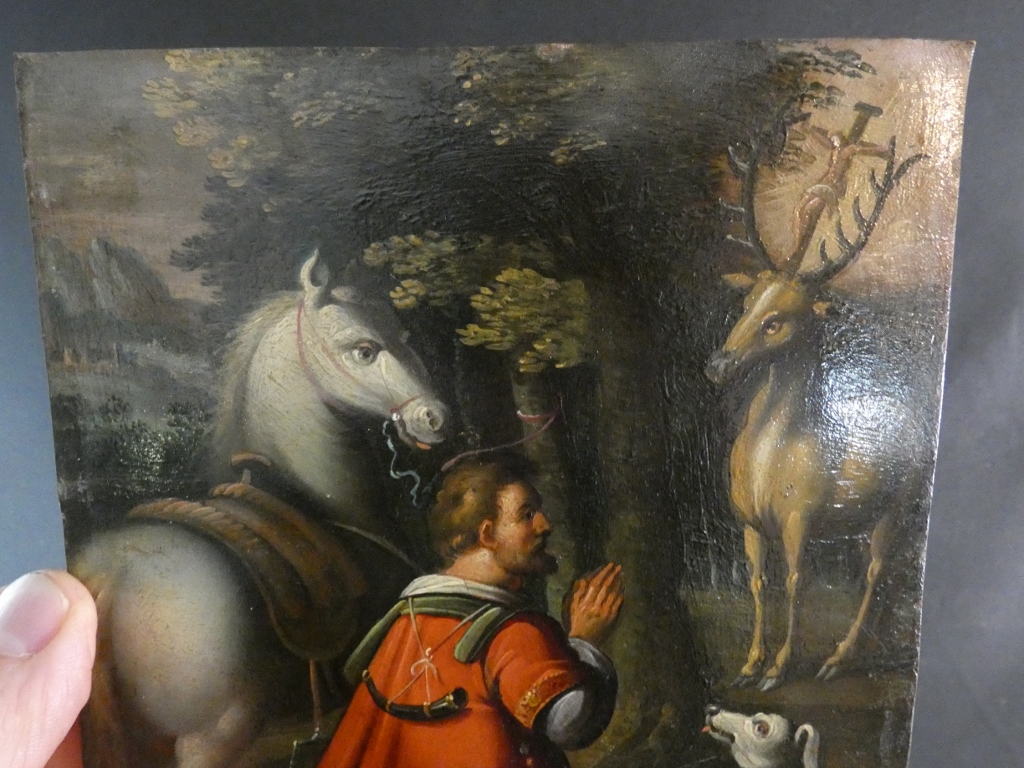 École Allemande Du XVIe Siècle – Saint Hubert Et La Vision Du Cerf – Huile Sur Cuivre – Image 9