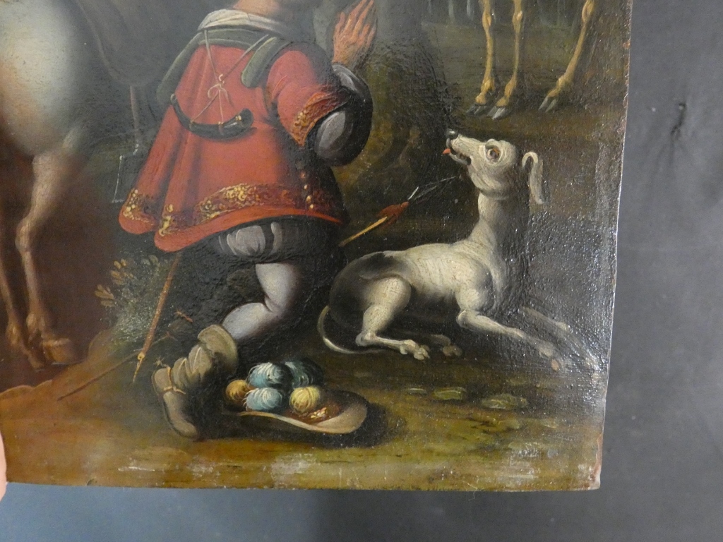 École Allemande Du XVIe Siècle – Saint Hubert Et La Vision Du Cerf – Huile Sur Cuivre – Image 8