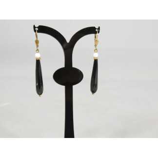 Boucles d'oreilles pendantes en jais et vermeil, style Napoléon III