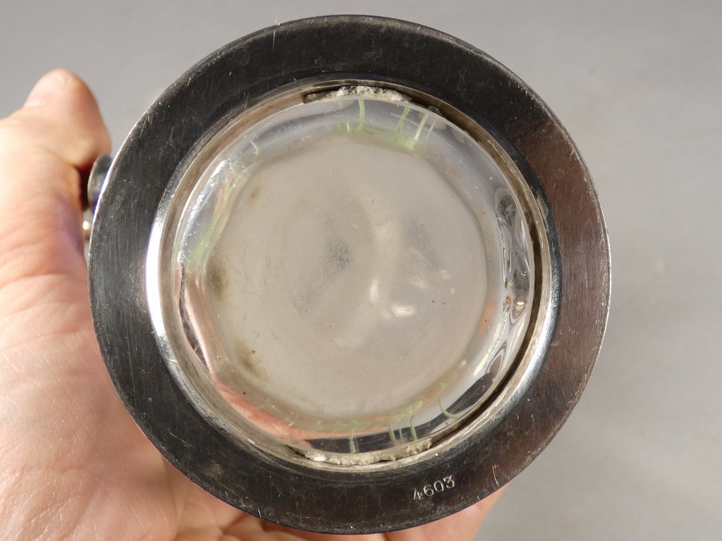 Christofle Gallia, aiguière métal argenté et verre émaillé aux violettes, époque début XX ème – Image 6