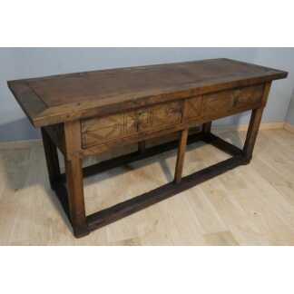 Table console espagnole en chêne massif, époque fin XVII ème siècle