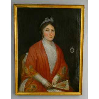Portrait de Dame à l'Éventail – Époque Empire / Restauration, début XIXe siècle