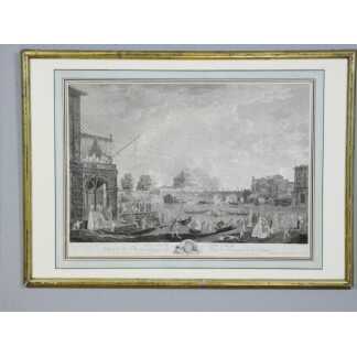 Très grande gravure XVIII ème"Fête sur le Tibre à Rome" par Duret d'après Joseph Vernet
