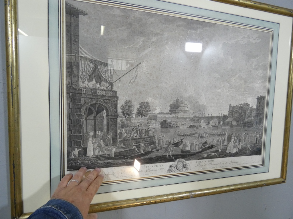 Très grande gravure XVIII ème"Fête sur le Tibre à Rome" par Duret d'après Joseph Vernet – Image 8