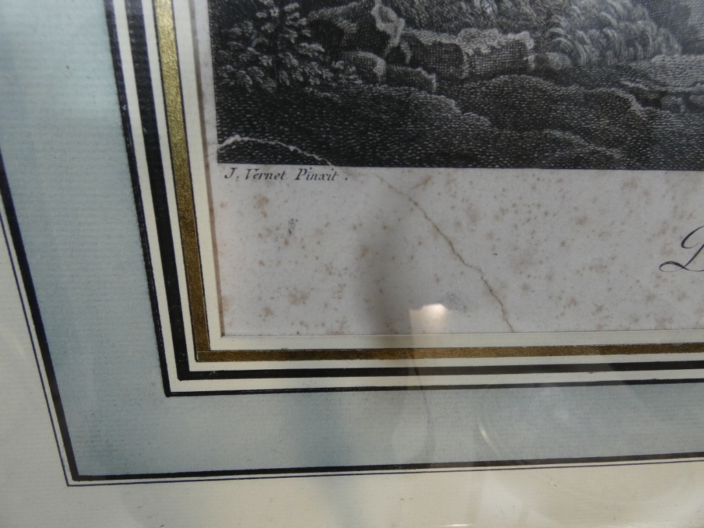 Très grande gravure XVIII ème"Fête sur le Tibre à Rome" par Duret d'après Joseph Vernet – Image 7