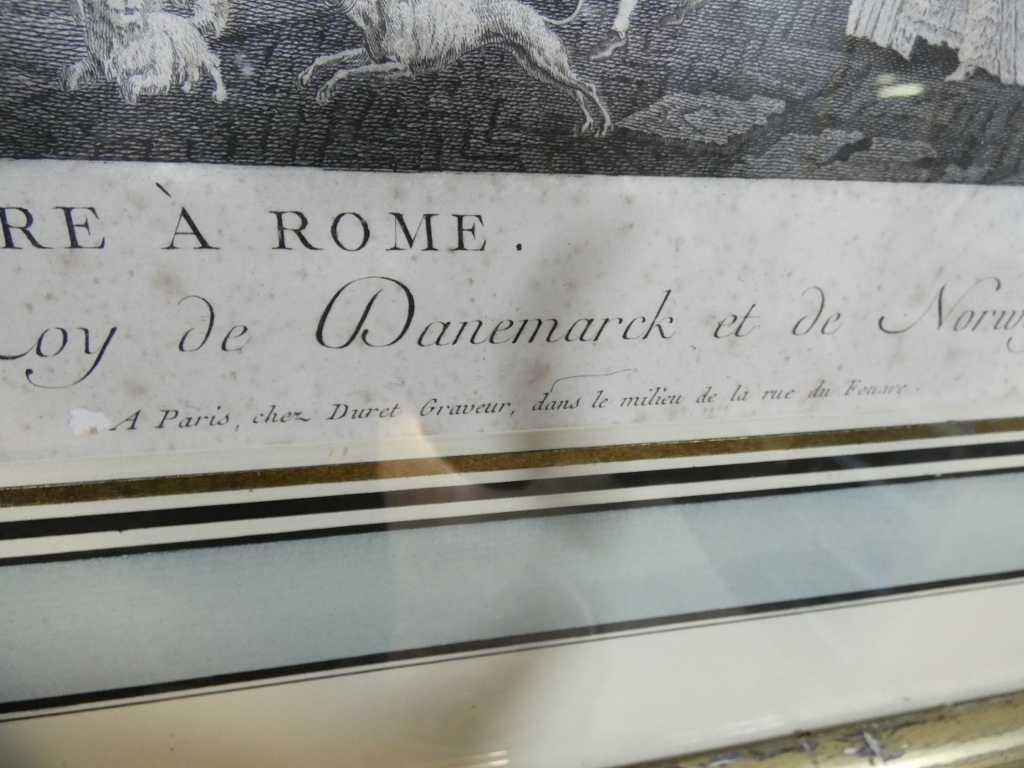 Très grande gravure XVIII ème"Fête sur le Tibre à Rome" par Duret d'après Joseph Vernet – Image 5