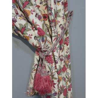 Paire de rideaux h 250 cm, motif fleurs indienne, possibilité 2 paires