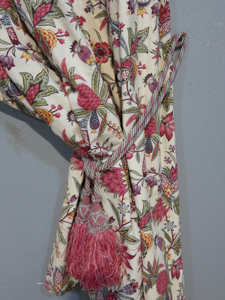 Paire de rideaux h 250 cm, motif fleurs indienne, possibilité 2 paires