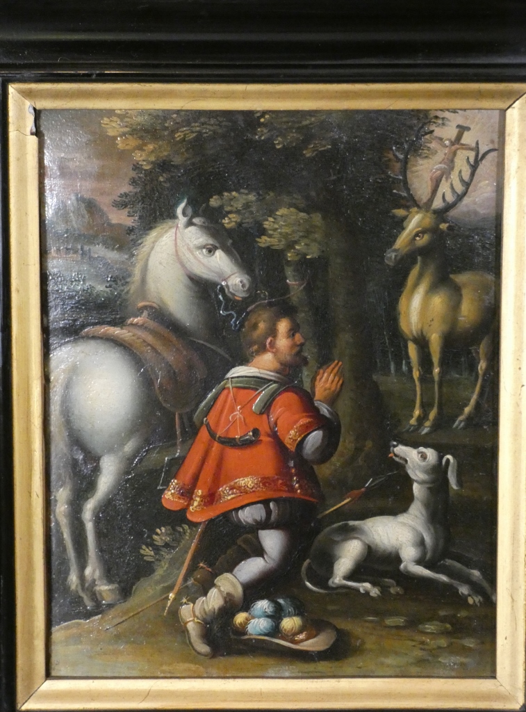 École Allemande Du XVIe Siècle – Saint Hubert Et La Vision Du Cerf – Huile Sur Cuivre – Image 2